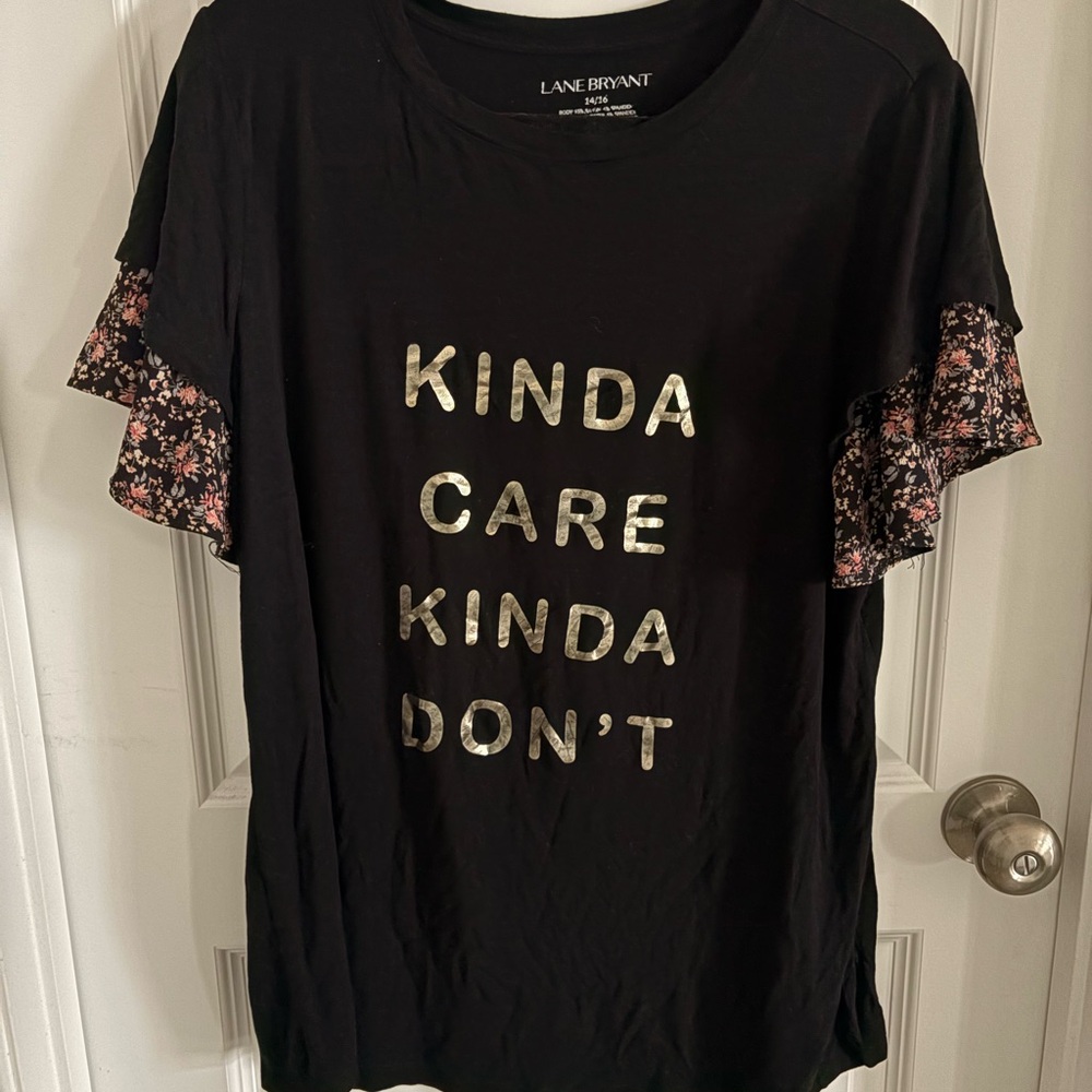 Lane Bryant Black Tee with Graphic Design
